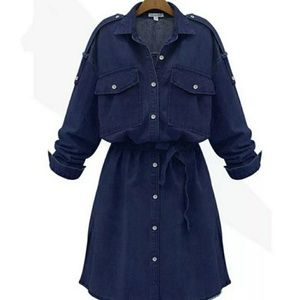 New long sleeve denim tunic dress S